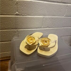 White Floral Flip Flop Sandals